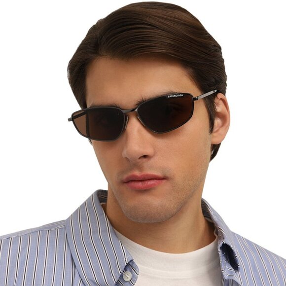 NEW BALENCIAGA BB0277S 001 SUNGLASSES UNISEX BLACK GREY OVAL EYEWEAR - Picture 5 of 14